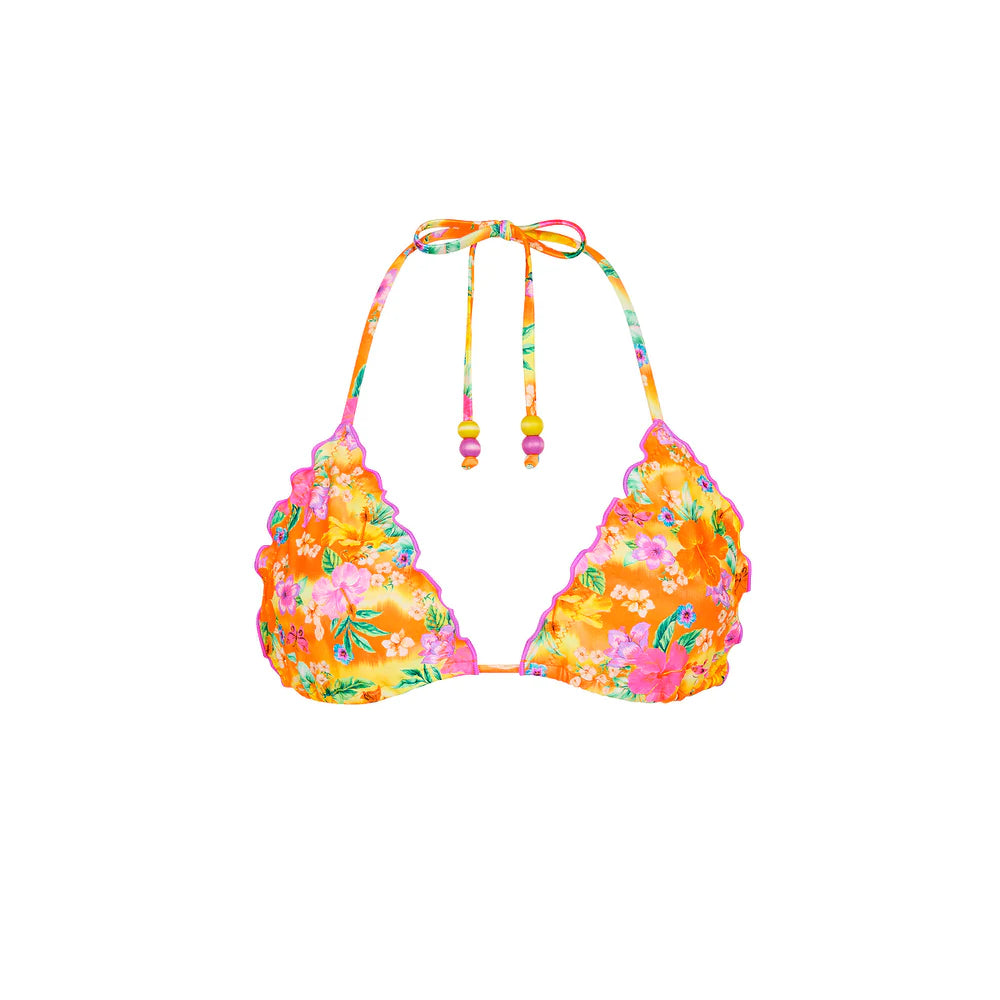 Womens Lettuce Edge Bralette Bikini Top - Peachy Pocket