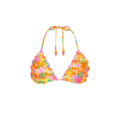 Kulani Kinis - Womens Lettuce Edge Bralette Bikini Top - Peachy Pocket