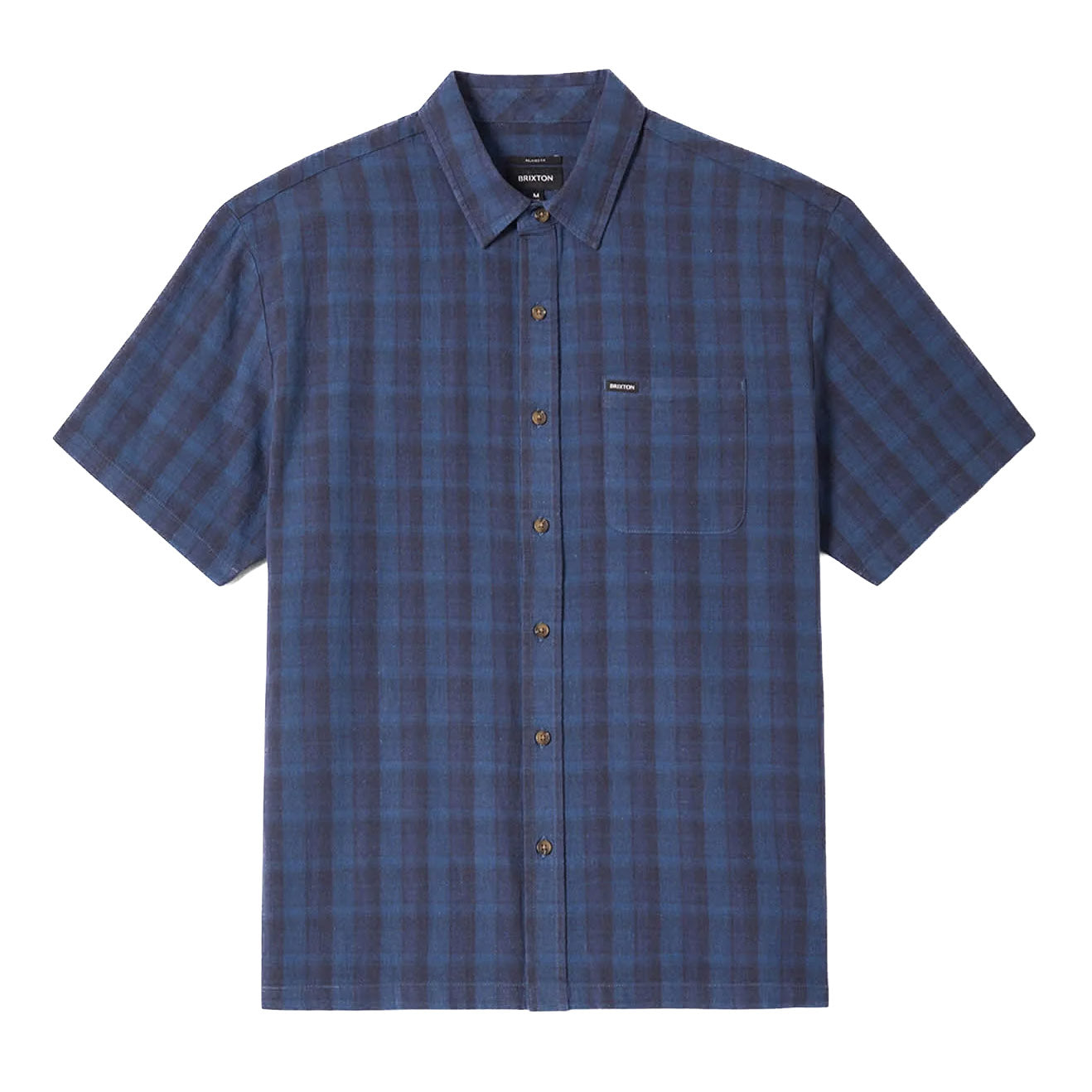 Cru Linen Blend S/S Woven - Dark Blue / Black Plaid