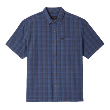 Brixton - Cru Linen Blend S/S Woven - Dark Blue / Black Plaid