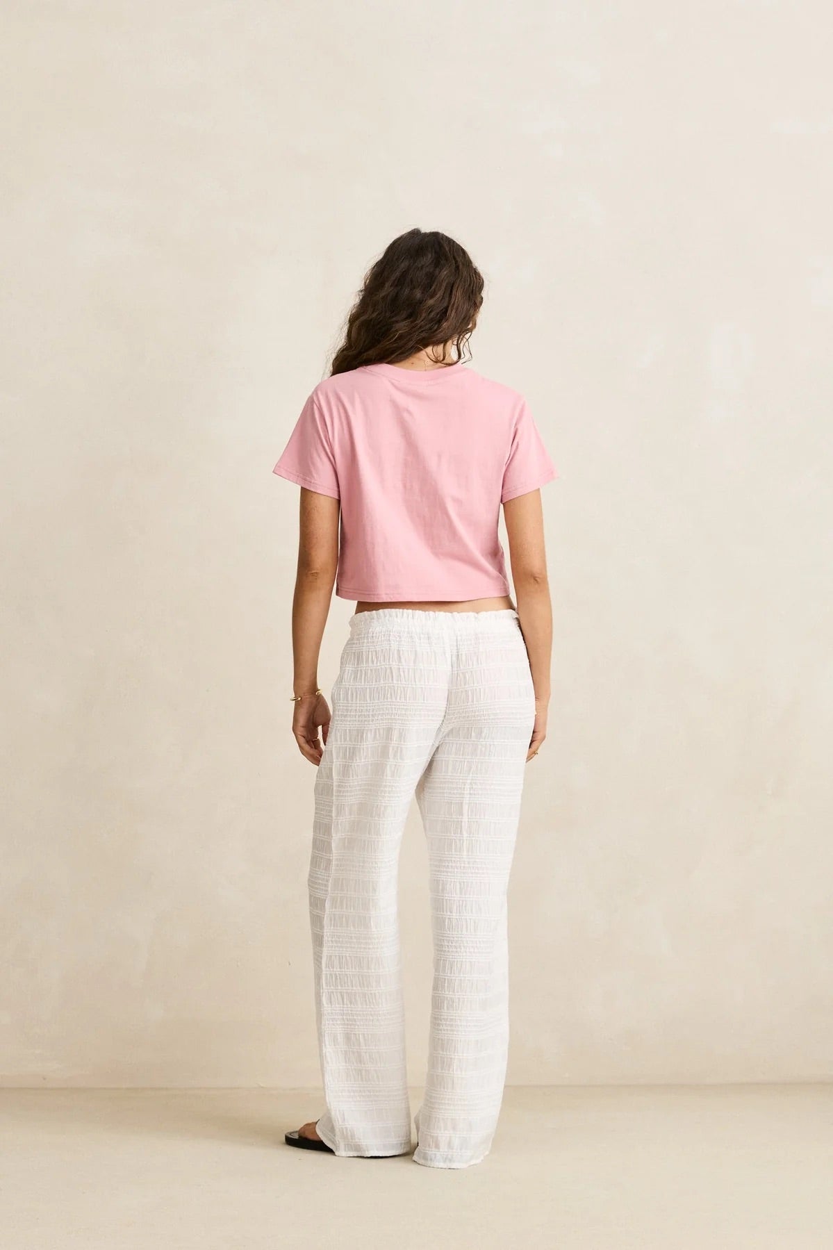 Womens Ocean Crop Crew Tee - Dusty Pink