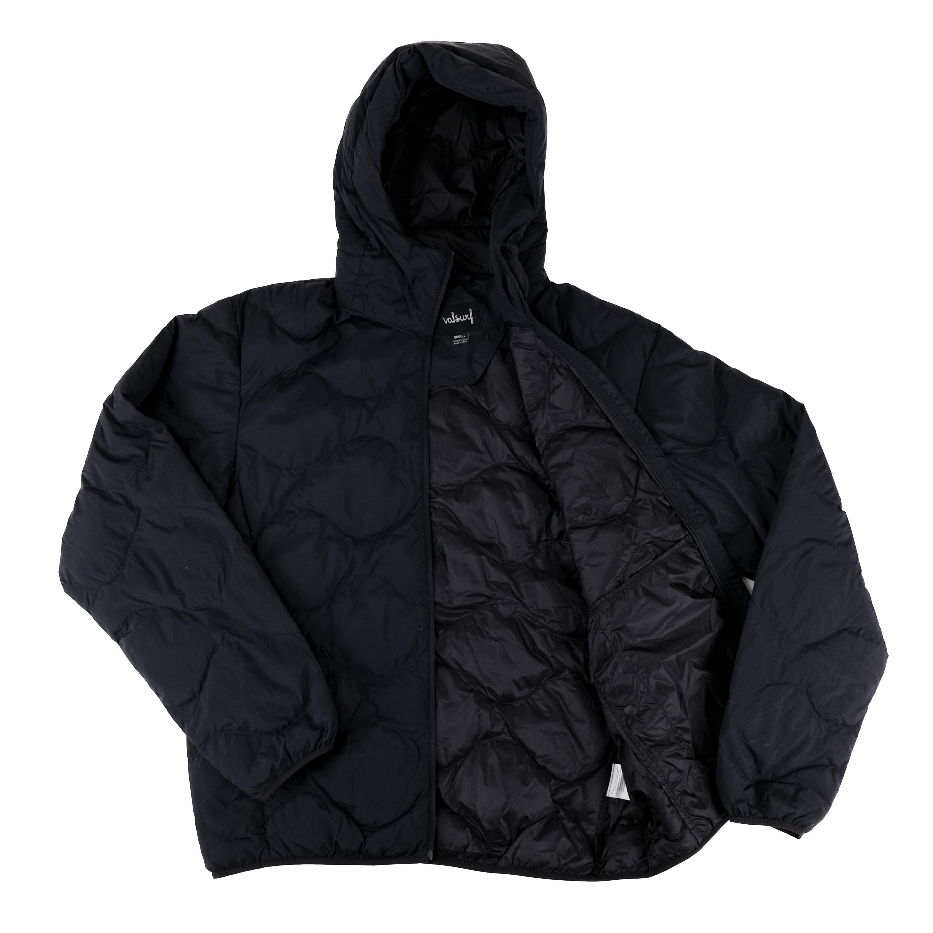 Fat Script Logo Spinnaker Hood Puff Jacket, Black