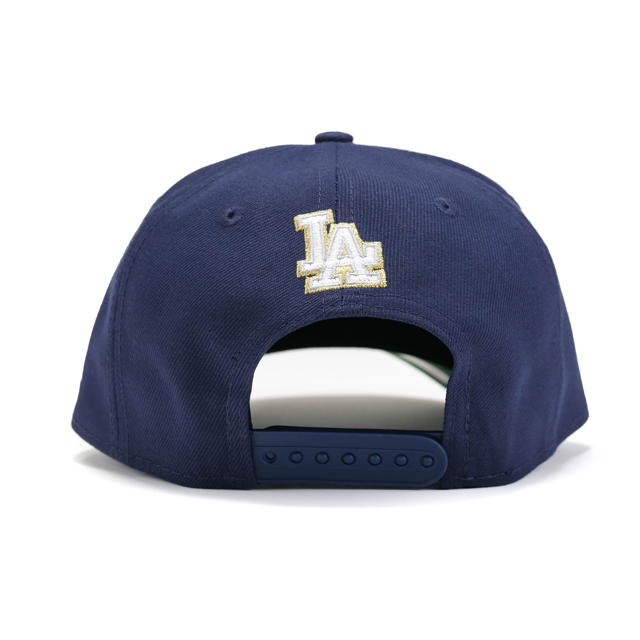 LA Dodgers Circle Logo Hat - New Era 9FORTY A-FRAME Snapback Hat - Light Navy