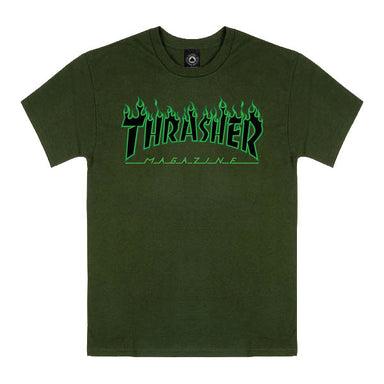 Thrasher Magazine - Flame Shirt - Forest Green