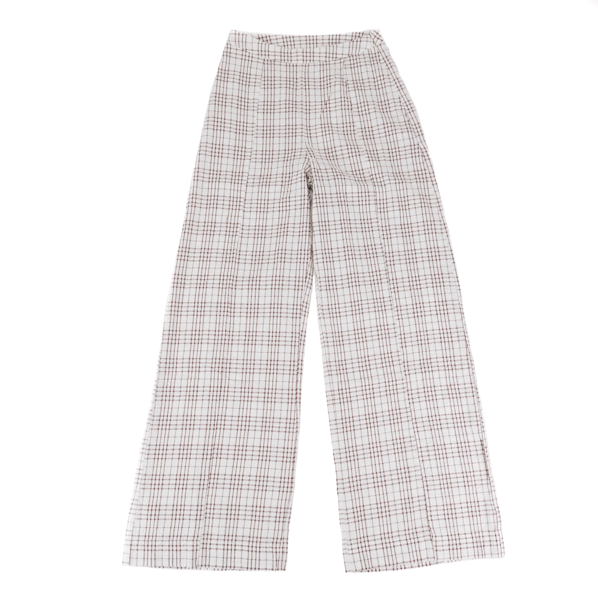 Womens Rumi Check Wide Leg Pant - Natural