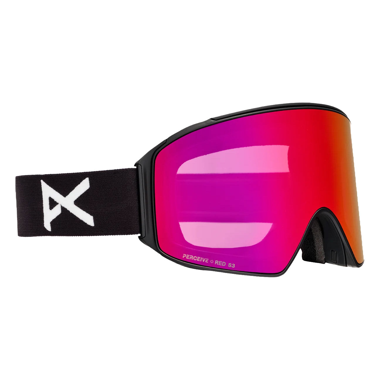 M4 Goggles (Cylindrical) Low Bridge + Bonus + MFI Face Mask - Black/Perceive Sunny Red
