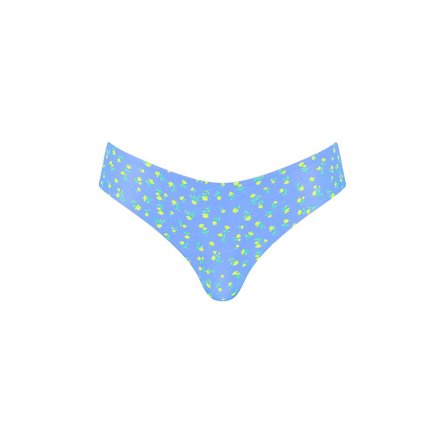 Lettuce Frill Thong Bikini Bottom - Lemon Bloom