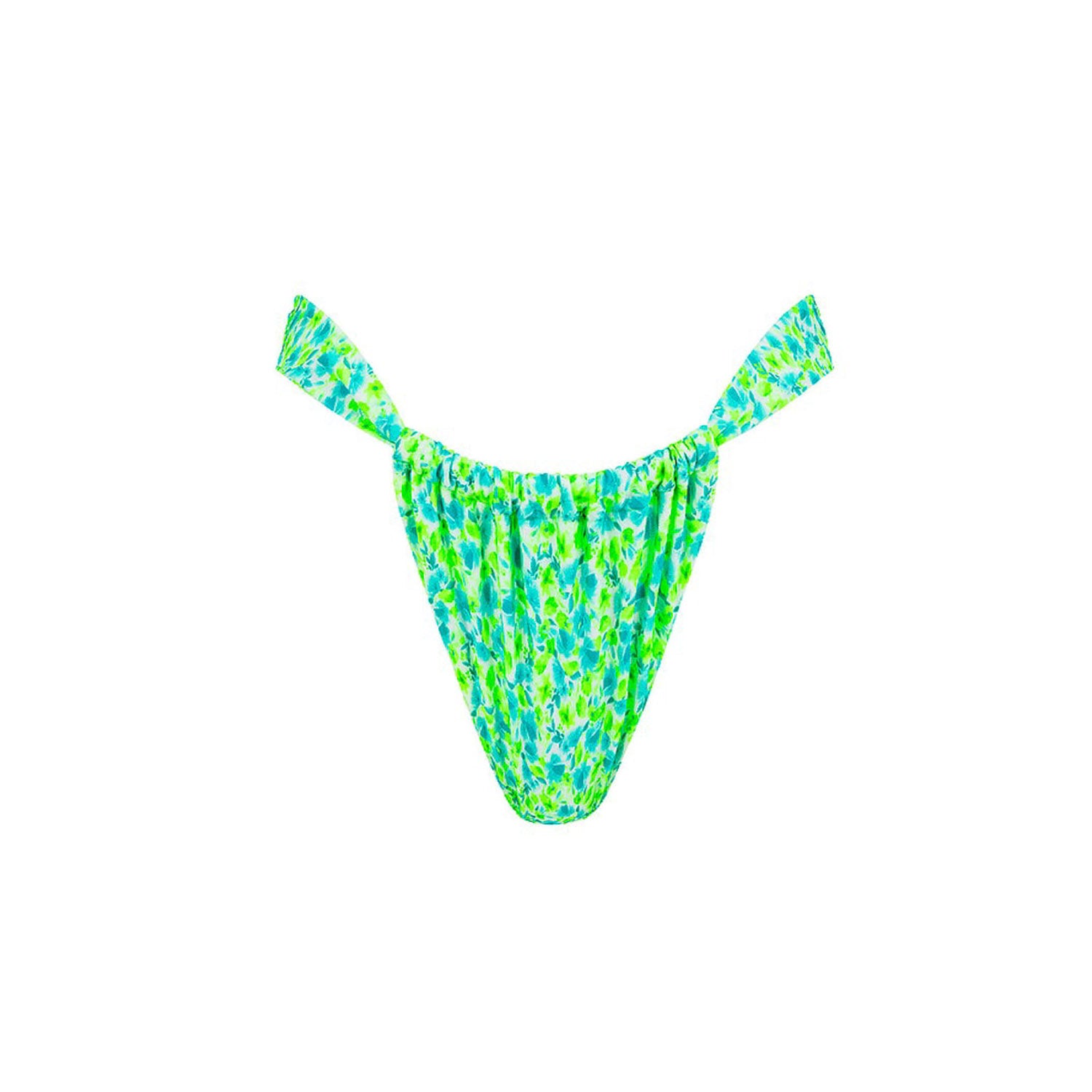 Ruched Thong Bikini Bottom - Apple Blossom
