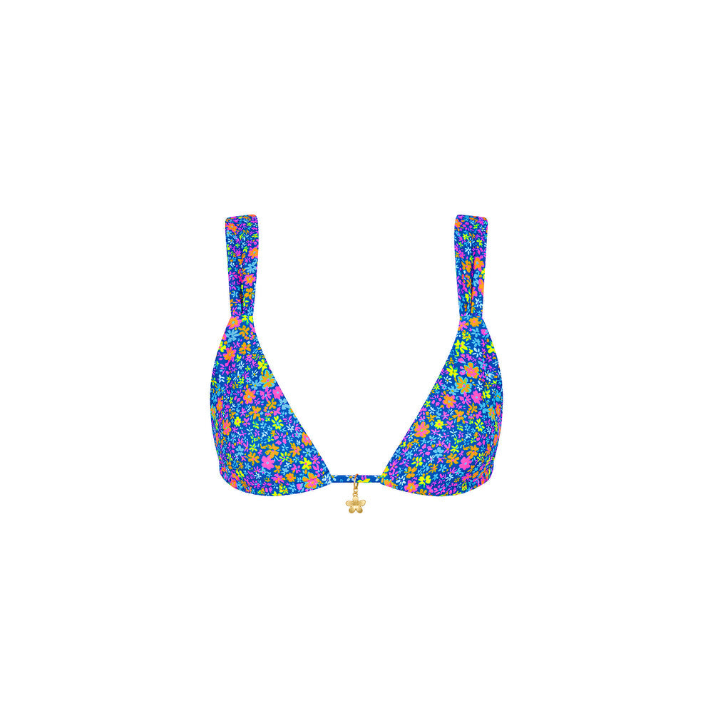 Womens Slide Bralette Bikini Top - Electric Bloom