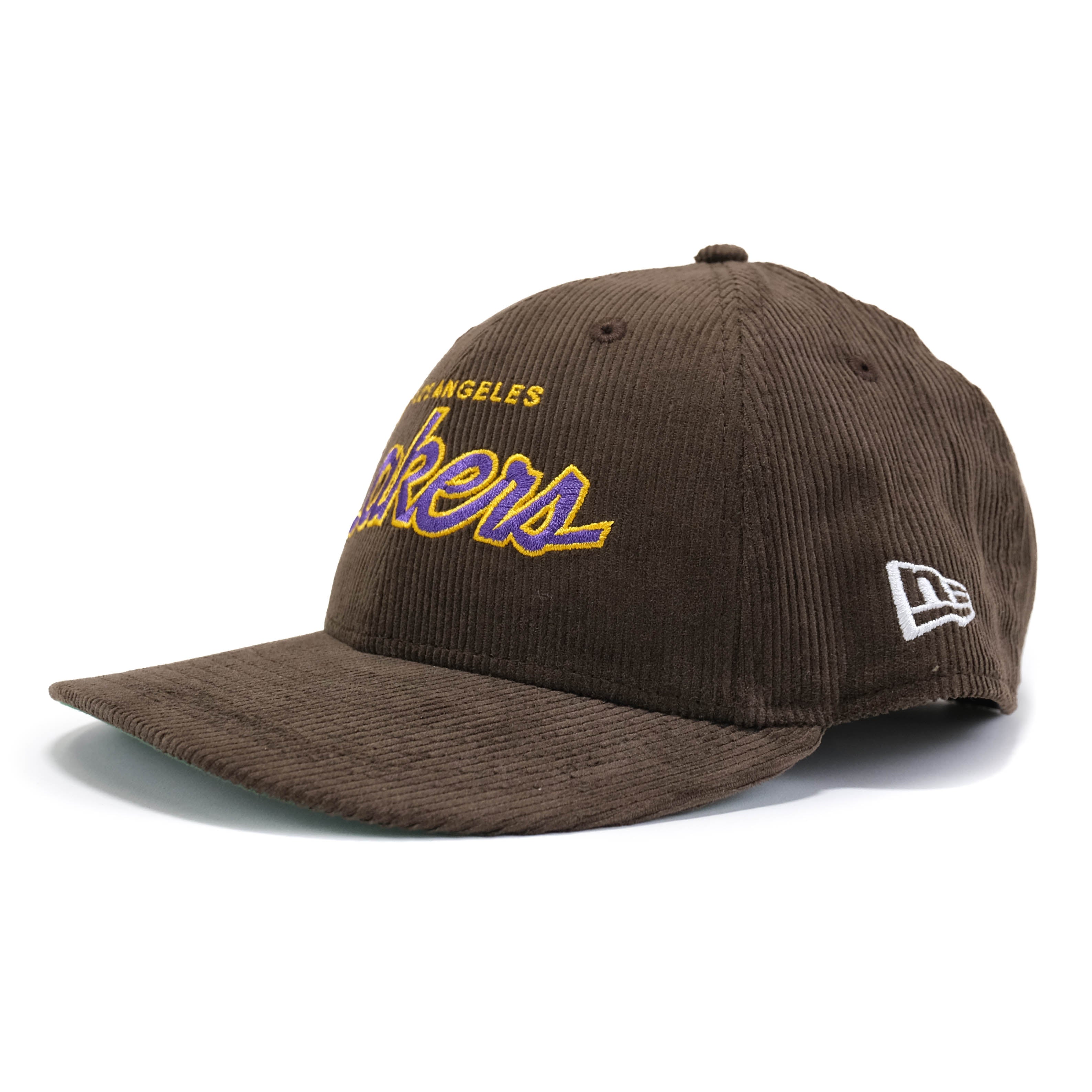 Los Angeles Lakers Corduroy Hat - New Era LOW PROFILE 9FIFTY Snapback Hat - Walnut