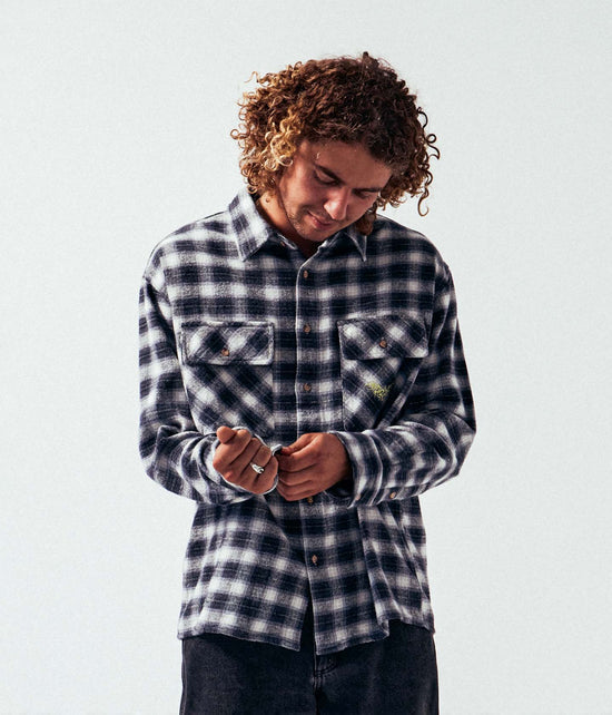 Manners Plaid L/S Shirt - Black