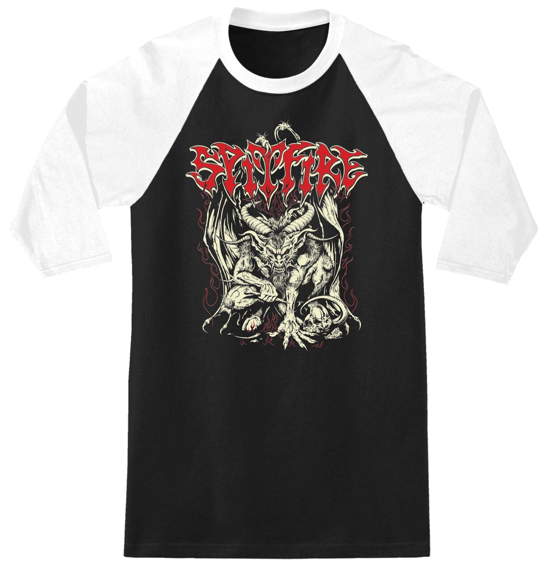3/4 Raglan Demon  - White
