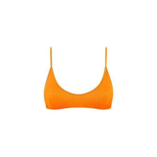 product image Womens Minimal Tie Back Bikini Top - Papaya Ribbed