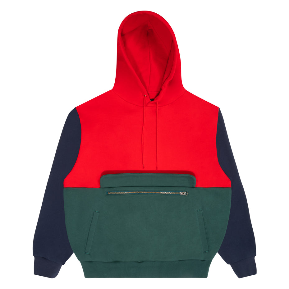 Colorblocked Hoodie - Red Green