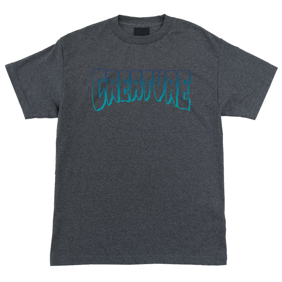 Logo Outline S/S Tee - Charcoal Heather/Blue